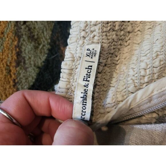 Abercrombie & Fitch Dress Women's XL Petite Neutral Linen Blend Wide Strap Mini - Picture 5 of 6